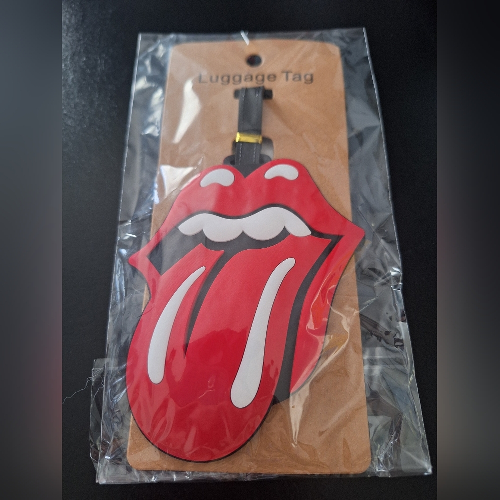 NWT rolling stones tongue luggage tag.